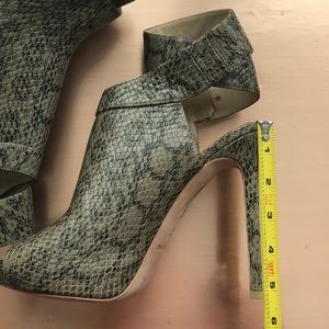 Marciano snake print ankle wrap heels/ booties